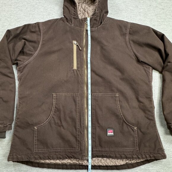 Berne Coat Womens Brown Quilted Lining Jacket Inner Pockets Hooded Full Zip 2XL - Picture 15 of 16